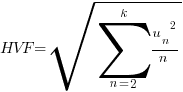 HVF=sqrt{sum{n=2}{k}{{{u_n}^2}/{n}}}