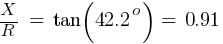 {X/R}~=~tan(42.2^o)~=~0.91