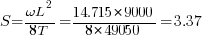 S={omega L^2}/{8T}={14.715 * 9000}/{8 * 49050} = 3.37