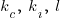 {k_c},~{​k_i},~{l}​